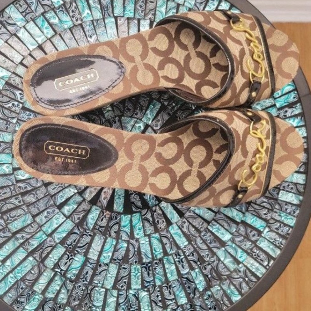 Brown Coach wedges. Size 9.5